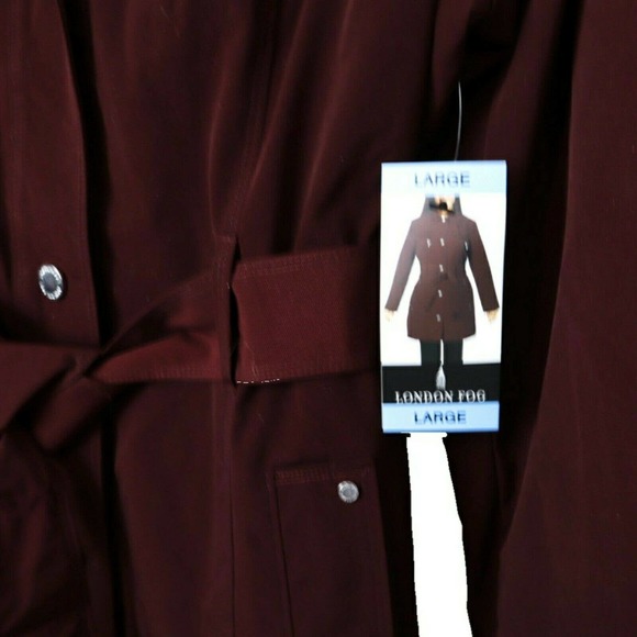 NWT London Fog Women Wine Detach Hood Trench Coat - Picture 6 of 9